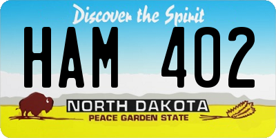 ND license plate HAM402