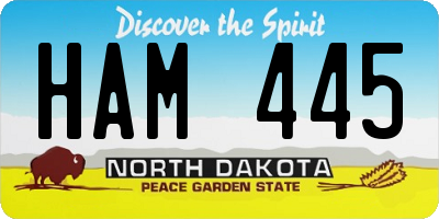 ND license plate HAM445