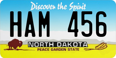ND license plate HAM456