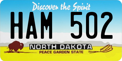 ND license plate HAM502
