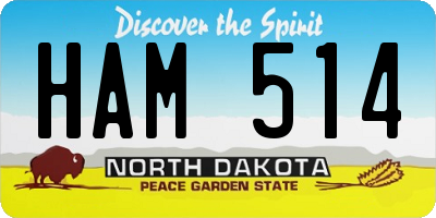 ND license plate HAM514