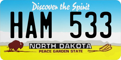 ND license plate HAM533