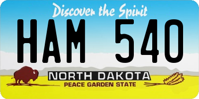 ND license plate HAM540