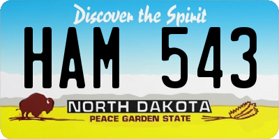 ND license plate HAM543