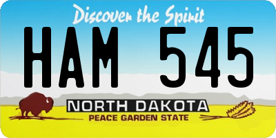 ND license plate HAM545
