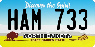 ND license plate HAM733