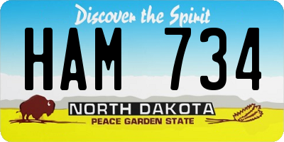 ND license plate HAM734