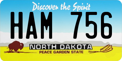 ND license plate HAM756