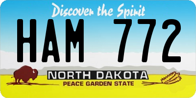 ND license plate HAM772