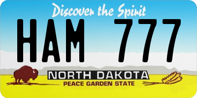 ND license plate HAM777