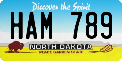 ND license plate HAM789