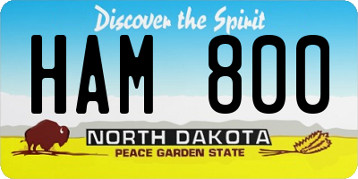 ND license plate HAM800