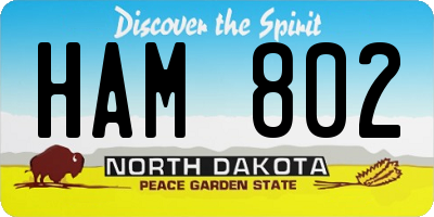 ND license plate HAM802