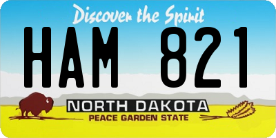 ND license plate HAM821