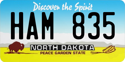 ND license plate HAM835