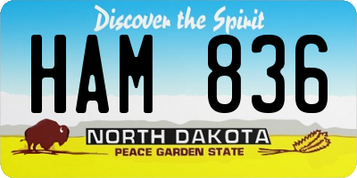 ND license plate HAM836