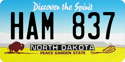 ND license plate HAM837