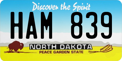 ND license plate HAM839