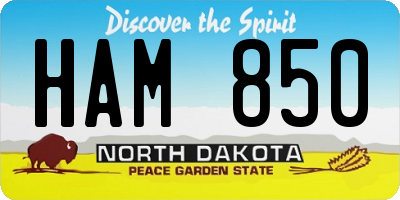 ND license plate HAM850