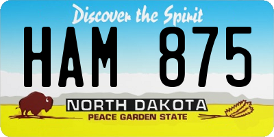 ND license plate HAM875