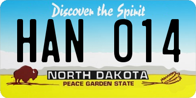 ND license plate HAN014