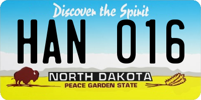 ND license plate HAN016