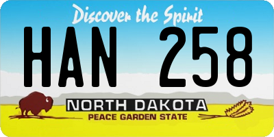 ND license plate HAN258