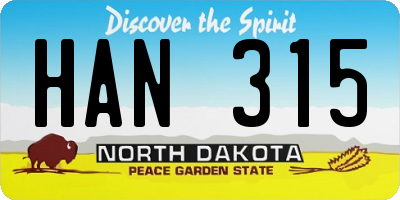 ND license plate HAN315