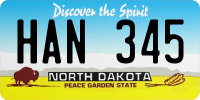 ND license plate HAN345