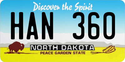 ND license plate HAN360