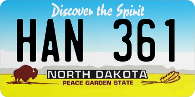 ND license plate HAN361