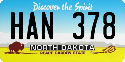 ND license plate HAN378