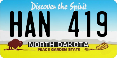 ND license plate HAN419