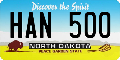 ND license plate HAN500