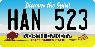 ND license plate HAN523