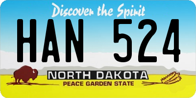 ND license plate HAN524