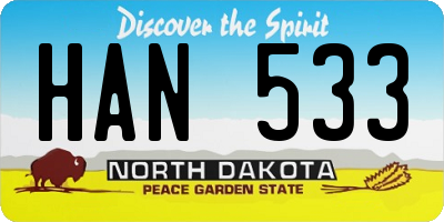 ND license plate HAN533