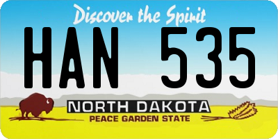 ND license plate HAN535