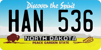 ND license plate HAN536