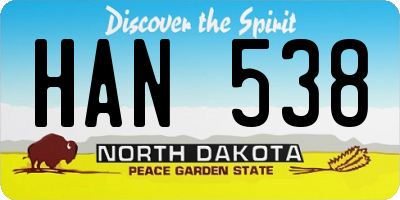 ND license plate HAN538