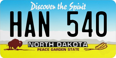 ND license plate HAN540