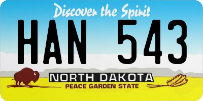 ND license plate HAN543