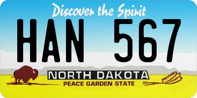 ND license plate HAN567