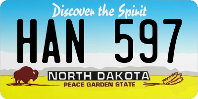 ND license plate HAN597