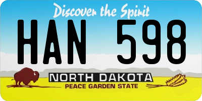 ND license plate HAN598