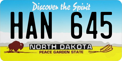 ND license plate HAN645