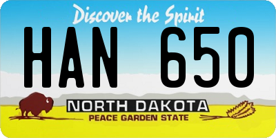 ND license plate HAN650