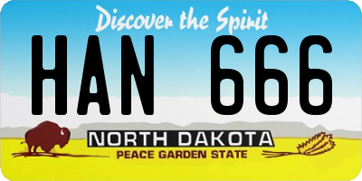 ND license plate HAN666