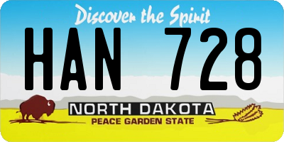 ND license plate HAN728