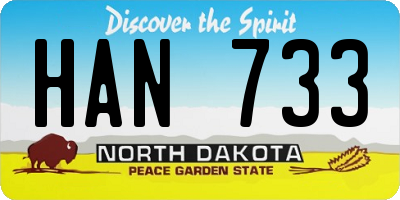 ND license plate HAN733